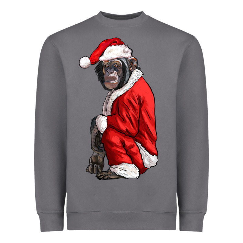 Chimpanzee With Santa Clothes Heavyweight Sweatshirt by LillyAllenDesigns | Teevron
