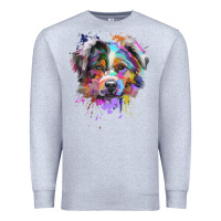 Heather Grey Splash Art Australian Shepherd   Aussie Lover Gifts Premium Sweatshirt - longCreatives
