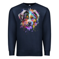 Navy Splash Art Australian Shepherd   Aussie Lover Gifts Premium Sweatshirt - longCreatives