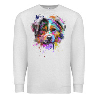 Oatmeal Heather Splash Art Australian Shepherd   Aussie Lover Gifts Premium Sweatshirt - longCreatives