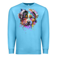 Ocean Blue Splash Art Australian Shepherd   Aussie Lover Gifts Premium Sweatshirt - longCreatives