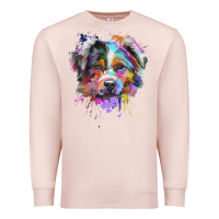 Pale Pink Splash Art Australian Shepherd   Aussie Lover Gifts Premium Sweatshirt - longCreatives