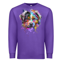 Purple Splash Art Australian Shepherd   Aussie Lover Gifts Premium Sweatshirt - longCreatives