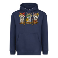 Navy 3 alpacas Heavyweight Hoodie - BarkalooDesign