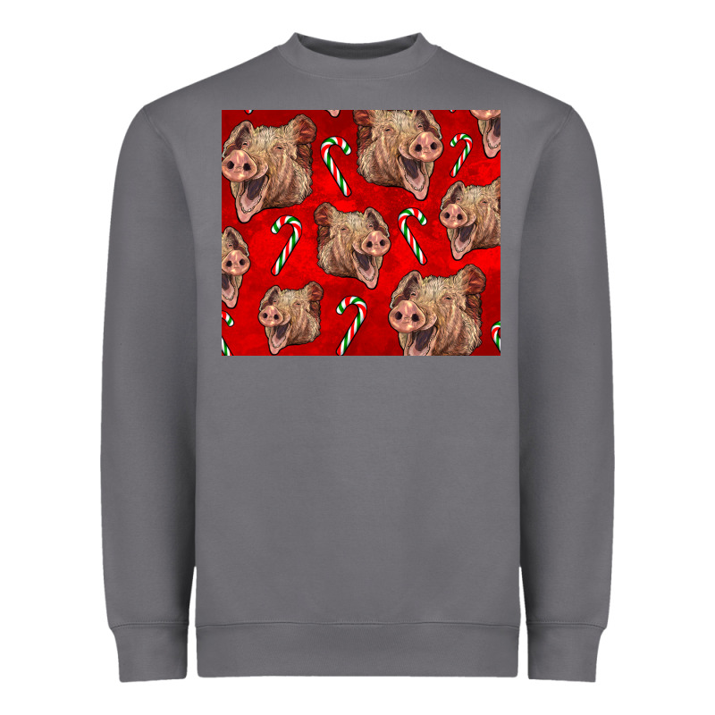 Yorkshire Pig And Candy Cane Heavyweight Sweatshirt by LillyAllenDesigns | Teevron