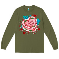 Army Green valentines day cakes olivia creates design Long Sleeve Tee - OliviaCreatesArt
