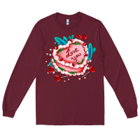 Burgundy valentines day cakes olivia creates design Long Sleeve Tee - OliviaCreatesArt
