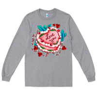 Heather Grey valentines day cakes olivia creates design Long Sleeve Tee - OliviaCreatesArt