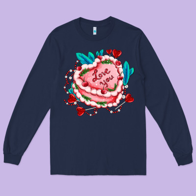 Valentines Day Cakes Olivia Creates Design Long Sleeve Tee Designed By Oliviacreatesart
