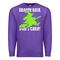 Purple witches saying broom hair dont care halloween camper joke Premium Sweatshirt - longCreatives