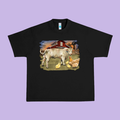 Charolaris Bull And Chicken In Barnyard Urban Heavy Tee Designed By Ranaportraitstore