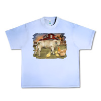 Grape Ice charolaris bull and chicken in barnyard Urban Heavy Tee - RanaPortraitStore