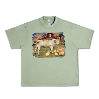 Oil Green charolaris bull and chicken in barnyard Urban Heavy Tee - RanaPortraitStore