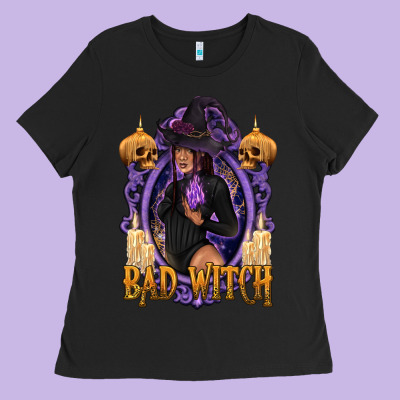 Bad Witch Black Woman Ladies Tee Designed By Texasbilliewilder