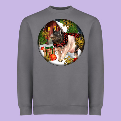 Hampshire Sow Pig Christmas Heavyweight Sweatshirt Designed By Lillyallendesigns