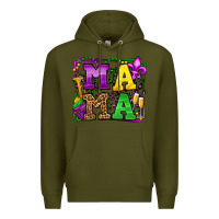 Army Green Mardi Gras leopard frame mama Mother's Day Premium Hoodie - LillyAllenDesigns
