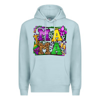 Blue Mist Mardi Gras leopard frame mama Mother's Day Premium Hoodie - LillyAllenDesigns