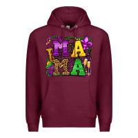 Burgundy Mardi Gras leopard frame mama Mother's Day Premium Hoodie - LillyAllenDesigns