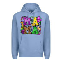 Colony Blue Mardi Gras leopard frame mama Mother's Day Premium Hoodie - LillyAllenDesigns