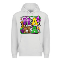Dove Grey Mardi Gras leopard frame mama Mother's Day Premium Hoodie - LillyAllenDesigns