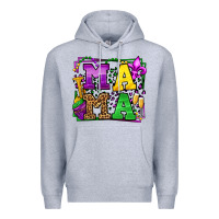Heather Grey Mardi Gras leopard frame mama Mother's Day Premium Hoodie - LillyAllenDesigns