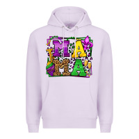 Lilac Mardi Gras leopard frame mama Mother's Day Premium Hoodie - LillyAllenDesigns