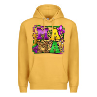 Mustard Mardi Gras leopard frame mama Mother's Day Premium Hoodie - LillyAllenDesigns