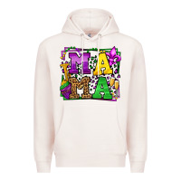Pale Pink Mardi Gras leopard frame mama Mother's Day Premium Hoodie - LillyAllenDesigns