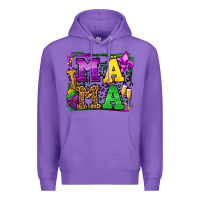 Purple Mardi Gras leopard frame mama Mother's Day Premium Hoodie - LillyAllenDesigns
