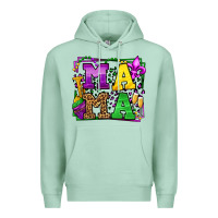 Seafoam Mardi Gras leopard frame mama Mother's Day Premium Hoodie - LillyAllenDesigns