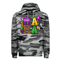 Slate Camo Mardi Gras leopard frame mama Mother's Day Premium Hoodie - LillyAllenDesigns