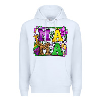 White Mardi Gras leopard frame mama Mother's Day Premium Hoodie - LillyAllenDesigns