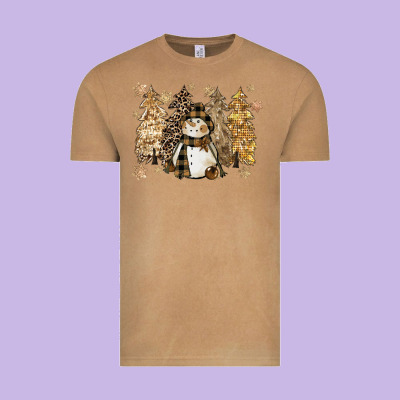 Snowman With Christmas Trees 11inches Vintage Tee Designed By Cowgirlartshop