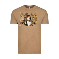 Vintage Coffee snowman with christmas trees 11inches Vintage Tee - CowGirlArtShop
