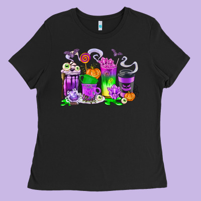 Halloween Coffee Cups Ladies Tee Designed By Texasbilliewilder