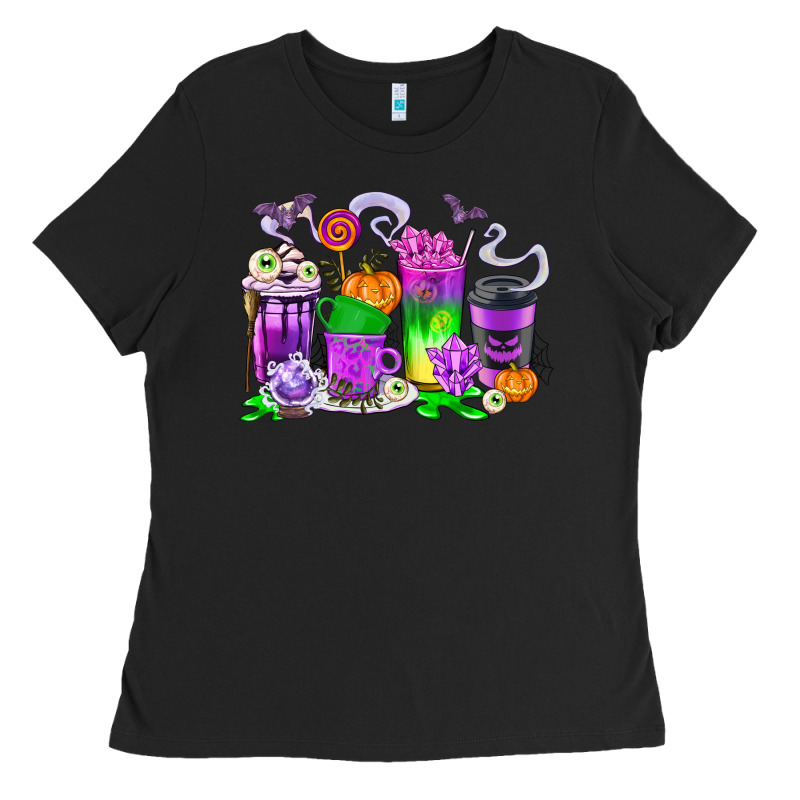 Halloween Coffee Cups Ladies Tee by texasbilliewilder | Teevron