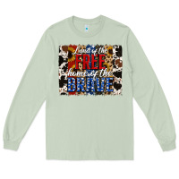 Matcha Land of the Free Home of the Brave Brushstroke Long Sleeve Tee - Jasminsmagicworld