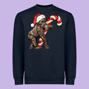 Christmas Candy Cane Baby Gorilla Heavyweight Sweatshirt Designed By Lillyallendesigns