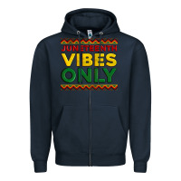 Navy juneteenth vibes only Zipper Hoodie - Artiststas