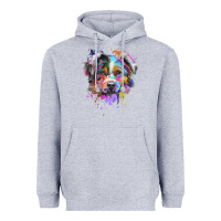 Heather Grey Splash Art Australian Shepherd   Aussie Lover Gifts Heavyweight Hoodie - longCreatives