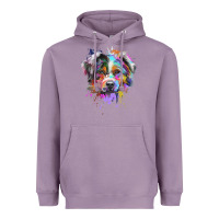 Lavender Splash Art Australian Shepherd   Aussie Lover Gifts Heavyweight Hoodie - longCreatives