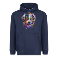 Navy Splash Art Australian Shepherd   Aussie Lover Gifts Heavyweight Hoodie - longCreatives