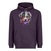 Plum Splash Art Australian Shepherd   Aussie Lover Gifts Heavyweight Hoodie - longCreatives