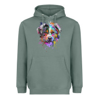 Sage Splash Art Australian Shepherd   Aussie Lover Gifts Heavyweight Hoodie - longCreatives