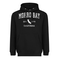 Black Morro Bay California CA Vintage Athletic Sports Design Heavyweight Hoodie - longCreatives