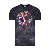 Cloud Black Cross With Floral Wreath And Easter Eggs Vintage Tee - RanaPortraitStore