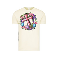 Vintage Arctic Cross With Floral Wreath And Easter Eggs Vintage Tee - RanaPortraitStore