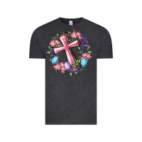 Vintage Black Cross With Floral Wreath And Easter Eggs Vintage Tee - RanaPortraitStore