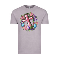 Cross With Floral Wreath And Easter Eggs Vintage Tee | Teevron