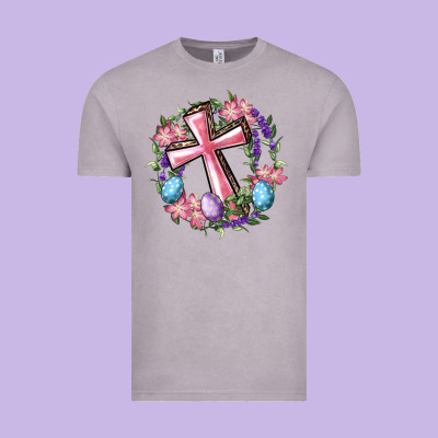 Cross With Floral Wreath And Easter Eggs Vintage Tee Designed By Ranaportraitstore